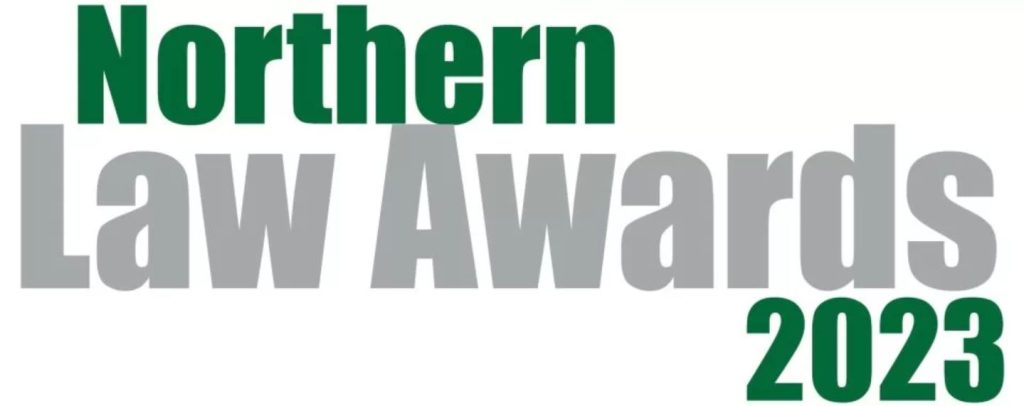 Text logo for "Northern Law Awards 2023" in green and grey font.